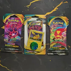 Pokemon TCG - Darkness Ablaze Blister Pikachu Promo & x2 Sleeved Booster Packs - Image 1