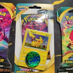 Pokemon TCG - Darkness Ablaze Blister Pikachu Promo & x2 Sleeved Booster Packs - Image 2