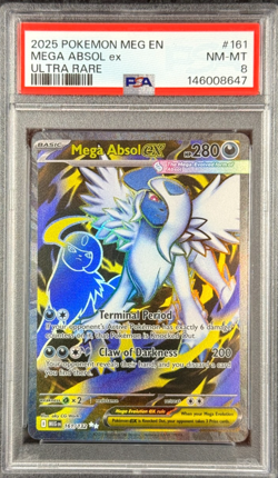 2025 POKEMON MEGA EVOLUTION EN MEGA ABSOL EX ULTRA RARE #161 NM-MT PSA 8 - Image 1