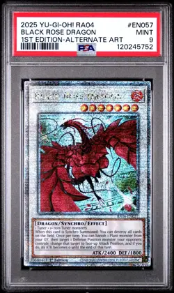 Yugioh! Black Rose Dragon Alt Art Quarter Century Secret Rare RA04-EN057 PSA 9 - Image 1