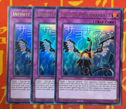 YUGIOH INFINITE IMPERMANENCE STAMP ULTRA RARE NM RA05-EN140 x3 PLAYSET - Image 1