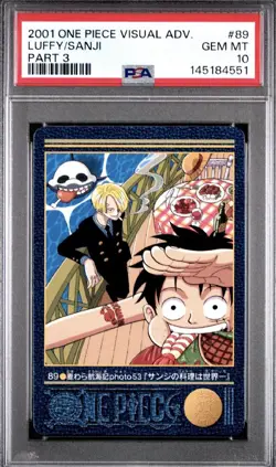 PSA 10 2001 CARDDASS ONE PIECE VISUAL ADVENTURE PART 3 #89 LUFFY/SANJI - Image 1