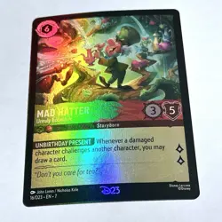 Disney D23 Lorcana Mad Hatter-Unruly Eccentric D23 Promo Holo Card! - Image 2