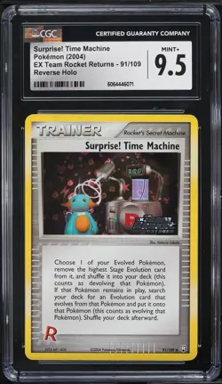 CGC 9.5 Surprise! Time Machine Reverse Holo Team Rocket Returns 2004 Pokemon #91 - Image 1