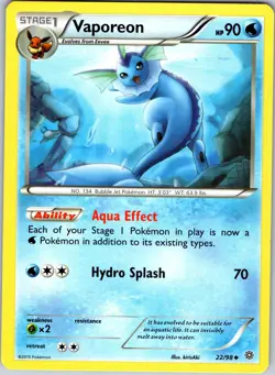 Vaporeon 22/98 Uncommon Ancient Origins Pokemon MP - Image 1