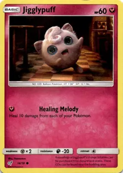 JIGGLYPUFF 14/18 C DETECTIVE PIKACHU POKEMON HOLO MP - Image 1