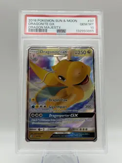 2018 POKEMON SUN & MOON DRAGON MAJESTY #37 DRAGONITE GX PSA 10 - Image 1