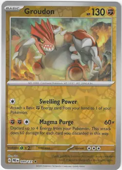 Pokemon Prismatic Evolutions REVERSE HOLO RARE GROUDON 049/131 PACK FRESH - Image 1