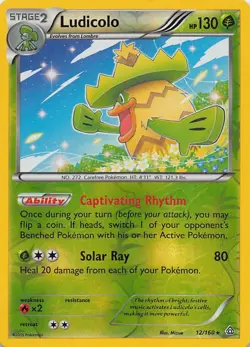 Ludicolo 12/160 Rare Reverse Holo Primal Clash Pokemon TCG (2015) - Image 1