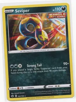 Seviper 102/198 Chilling Reign Rare Non Holo Pokemon Stamped Single Strike - Image 1