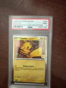 2026 POKEMON TEMPORAL FORCES POKEMON DAY 2026 COLLECTION #051 PIKACHU PSA 9 - Image 1