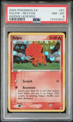 PSA 8 NM-MT Vulpix 81/101 EX Hidden Legends Reverse Holo Pokemon 2004 - Image 1