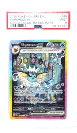 Vaporeon EX Special SIR Illustration #149/131 Prismatic Evolutions 2025 PSA 9 - Image 1