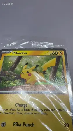 Pikachu 25/165 Holiday Calendar Promo Stamp SEALED Pokemon TCG with Swirl - Image 3