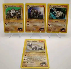 Pokemon TCG Brock's Golem, Graveler & Geodude 4 Card Set Gym Heroes 20/132 LP - Image 1