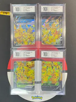 4Pcs Pokemon Pikachu V-UNION TCG Card Chinese Grade10 376 - Image 1