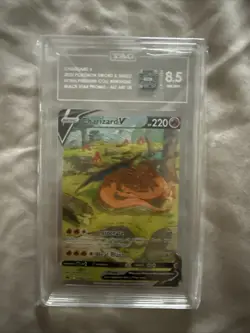 Pokemon TCG Charizard v Full Art Black Star Promo Card SWSH260 Tag 8.5 NM MT + - Image 1