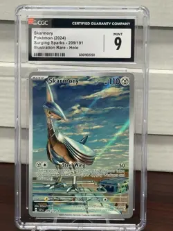Pokemon Skarmory 209/191 Illustration Rare Surging Sparks Pokemon Card CGC 9 - Image 1