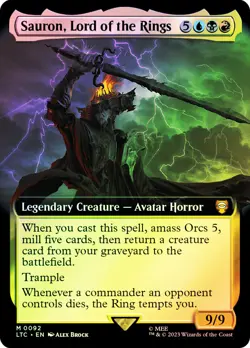MTG FOIL Sauron, Lord of the Rings Extended Art - The Lord of the Rings - Image 1