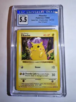Shadowless Red Cheeks Pikachu 58/102 CGC 5.5 - Pokemon TCG - Image 1