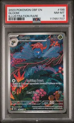 2023 POKEMON OBF EN-OBSIDIAN FLAMES ILLUSTRATION RARE 198 GLOOM - PSA 8 - Image 1