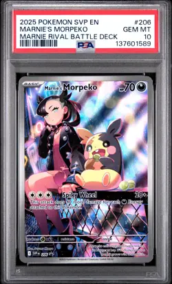 2025 POKEMON SVP EN-SV BLACK STAR BATTLE DECK PROMO #206 MARNIE'S MORPEKO PSA 10 - Image 1