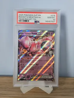 PSA 10 GEM Mint - Rocket's Mewtwo #216 Pokemon Team Rocket Tin Promo, Graded - Image 1