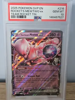 PSA 10 GEM Mint - Rocket's Mewtwo #216 Pokemon Team Rocket Tin Promo, Graded - Image 2