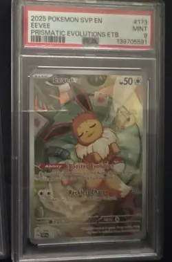 Pokemon Eevee SVP 173 PSA 9 Prismatic Evolutions ETB Promo Holo Mint Slab - Image 1
