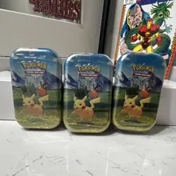 NEW! For all 3 Pokemon TCG Mega Evolution—Ascended Heroes Mini Tin Pikachu Tepig - Image 1