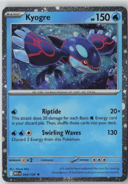Kyogre (Cosmos Holo) Rare Miscellaneous Cards & Products 034/132 LP-NM - Image 1