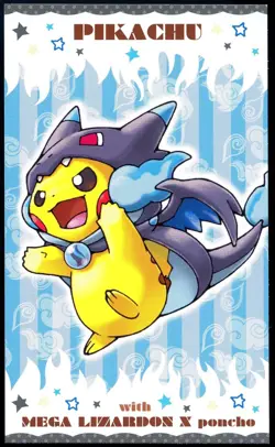 Pokemon 2016 Japanese Poncho Wearing Pikachu Business Card Charizard X - Image 1