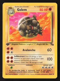 Golem Uncommon 1st Edition FO 36/62 NM Pokemon TCG - Image 1