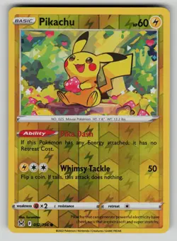Pikachu 052/196 Common Lost Origin Pokemon Reverse Holo NM - Image 1