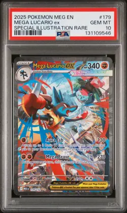 2025 POKEMON MEG EN-MEGA EVOLUTION #179 MEGA LUCARIO EX PSA 10 - Image 1