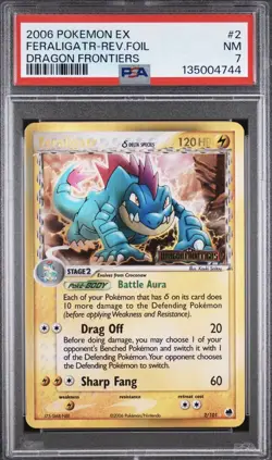 2006 POKEMON EX DRAGON FRONTIERS #2 FERALIGATR-REVERSE FOIL PSA 7 - Image 1
