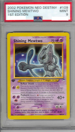 2002 Pokemon NEO DESTINY #109 / 105 Shining Mewtwo 1st Edition [PSA MINT 9] - Image 1
