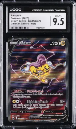 2023 POKEMON CROWN ZENITH - GALARIAN GALLERY - HOLO #GG41/GG70 RAIKOU V CGC 9.5 - Image 1