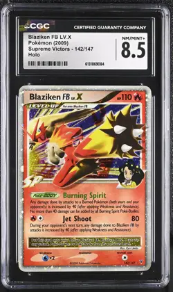 CGC 8.5 NM/MINT+ Blaziken FB LV.X 142/147 Supreme Victors Holo Pokemon Card - Image 1