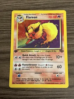 Pokemon TCG Flareon Jungle Holo Card 3/64 1st Edition Holo Rare - Image 1