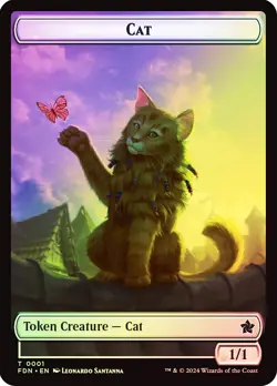 MTG FOIL {Cat Token} (#001) // {Spirit Token} - Foundations #001 - Image 1