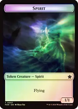 MTG FOIL {Cat Token} (#001) // {Spirit Token} - Foundations #001 - Image 2