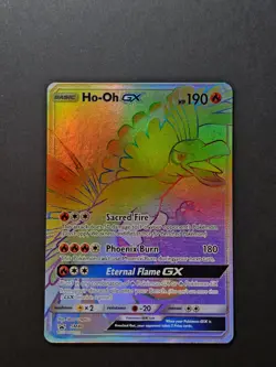 Ho-Oh GX SM80 Rainbow Rare Black Star Promo Pokemon Card - Image 1