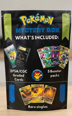 POKEMON MYSTERY BOX! 2 PSA/CGC GRADED CARDS, 5 BOOSTER PACKS, PLUS RARE SINGLES! - Image 1