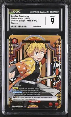 CGC Mint 9: Demon Slayer Union Arena Zenitsu Agatsuma 1 Star R* KMY-1-070 - Image 1