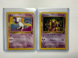 Vintage Pokemon Mew & Mewtwo Vintage 1999 Black Star Promo English Cards Lot (2) - Image 1