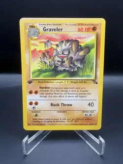 Pokemon Card Graveler Fossil 1st Edition Uncommon 37/62 LP - Image 1