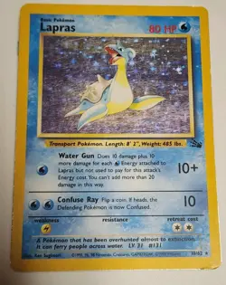 Pokemon TCG Lapras Fossil 10/62 Holo 1999-2000 Wizards Base Set Copyright... - Image 1