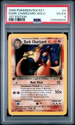 POKEMON 2000 1ST EDITION DARK CHARIZARD HOLO TEAM ROCKET PSA 4 - Image 1