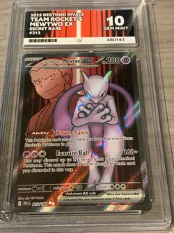 Pokemon TCG Destined Rivals Team Rocket's Mewtwo EX 213/182 ACE 10 Perfect Subs - Image 2